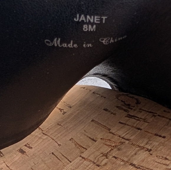 Donald Pliner Janet Black Patent Leather Cork Wedge Slide Sandal Women's Size 8 - Picture 10 of 12